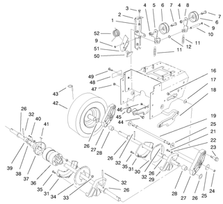 Traction Drive Assembly Diagram and Parts List for 38590 9900001 - 9999999 Toro Snow Blower