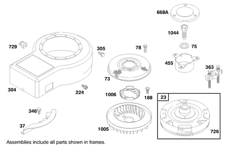 Engine Briggs & Stratton Model 28m707-1182-E1 Diagram and Parts List for 70082 8900001 - 8999999 Toro Lawn Tractor