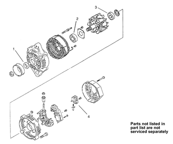 Alternator Assembly Diagram and Parts List for 74269 (240000001-240999999)(2004) Toro Lawn Mower