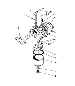 Carburetor Assembly Diagram and Parts List for 16580 4000001 - 4999999 Toro Lawn Mower