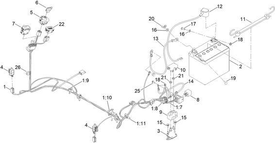 Electrical Assembly Diagram and Parts List for 76501 417400000 - 417999999 Toro Lawn Tractor