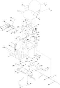 Seat Pan Assembly Diagram and Parts List for 75747W 400000000 - 409999999 Toro Lawn Tractor