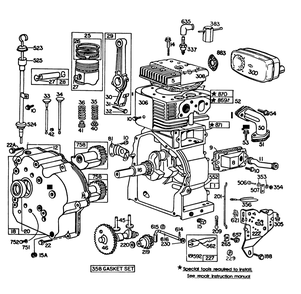Engine Briggs & Stratton Model No. 252412-0685-01 Diagram and Parts List for 38090 4000001 - 4999999 Toro Snow Blower