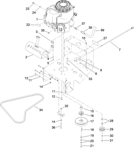 Engine And Exhaust Assembly Diagram and Parts List for 39634 (311000001-311999999)(2011) Toro Lawn Mower