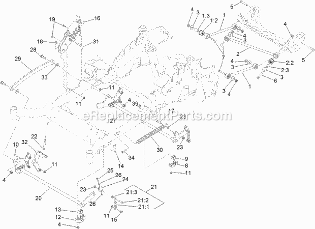 Decklift Assembly Diagram and Parts List for 74916 313000001-313999999 Toro Lawn Mower