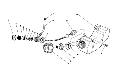 Fuel Tank Assembly Diagram and Parts List for 51641 5000001 - 5999999 Toro Trimmer