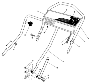 Handle Assembly Diagram and Parts List for 20584 4000001 - 4999999 Toro Lawn Mower