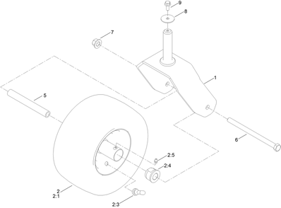Caster, Wheel And Tire Assembly Diagram and Parts List for 75756 412800000 - 999999999 Toro Lawn Tractor