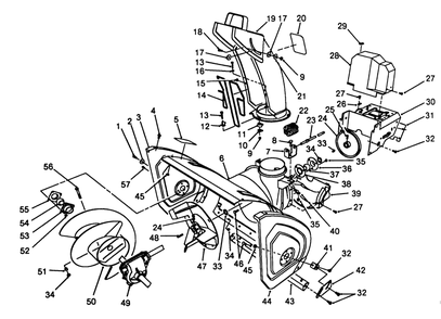 Housing & Chute Assembly Diagram and Parts List for 38543 8000001 - 8999999 Toro Snow Blower