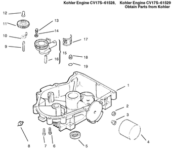 Oil Pan / Lubrication Diagram and Parts List for 72086 9900001 - 9999999 Toro Lawn Tractor