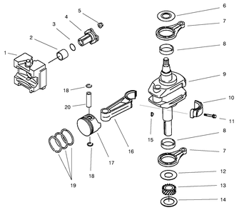 Piston/Crankshaft Diagram and Parts List for 30193 990251 - 999999 Toro Lawn Mower