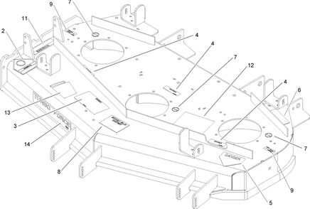 Deck Decal Assembly Diagram and Parts List for 74413 (250000001-250005000)(2005) Toro Lawn Mower