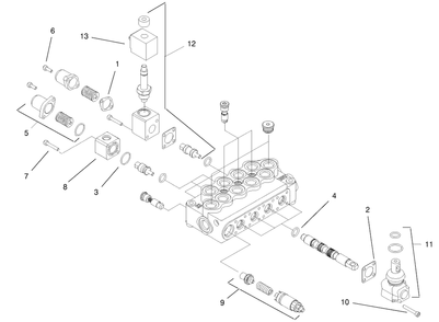 Hydraulic Valve Assembly No. 99-3069 Diagram and Parts List for 22303TE 990001 - 999999 Toro Lawn Tractor Accessories