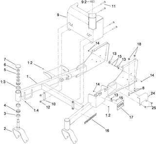 Frame And Muffler Guard Assembly Diagram and Parts List for 74558 (290003001-290999999)(2009) Toro Lawn Mower
