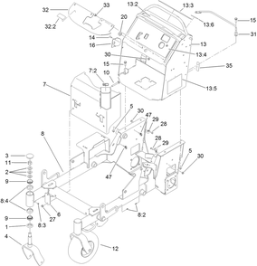 Main Frame Assembly Diagram and Parts List for 74534TE (313000001-313999999)(2013) Toro Lawn Mower