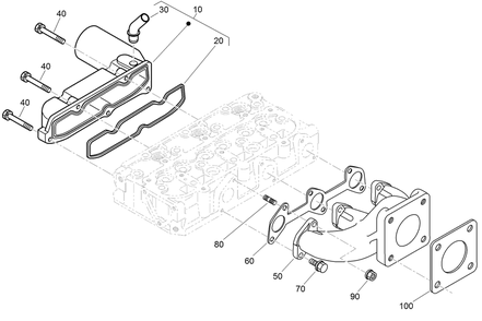 Inlet And Exhaust Manifold Assembly Diagram and Parts List for 74264TE (314000001-314999999)(2014) Toro Lawn Mower