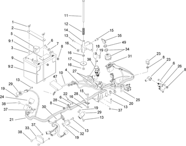 Electrical System Assembly Diagram and Parts List for 74416 (260000001-260000300)(2006) Toro Lawn Mower