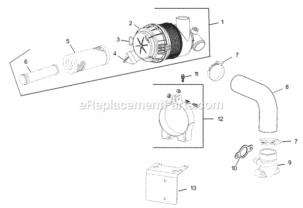 Air Intake/Filtration Assembly Kohler Cv493s- Diagram and Parts List for 74199 230000001-230999999 Toro Lawn Mower