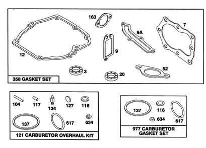 Engine Riggs & Stratton Model 124702-3115-01 Diagram and Parts List for 20217 1000001 - 1999999 Toro Lawn Mower