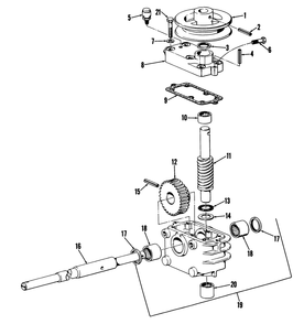 25" & 34" Gear Case Assembly Diagram and Parts List for 23301 1000001 - 1999999 Toro Lawn Mower