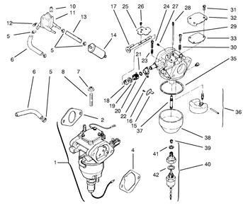 Fuel System Diagram and Parts List for 74105 79000001 - 79999999 Toro Lawn Tractor