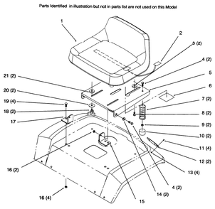 Seat Diagram and Parts List for 72045 6900001 - 6999999 Toro Lawn Tractor
