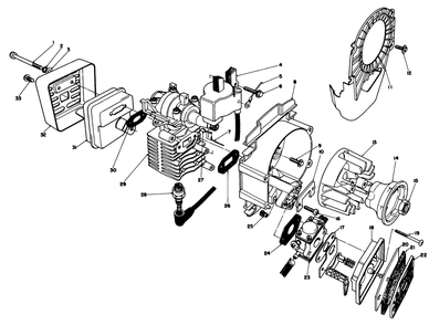 Engine Assembly Diagram and Parts List for 51604 3000001 - 3999999 Toro Trimmer