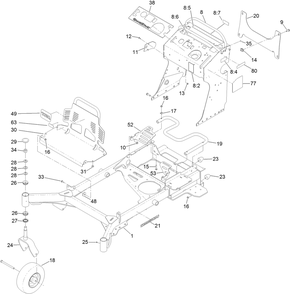 Frame Assembly Diagram and Parts List for 74513 404314200-999999999 Toro Lawn Mower