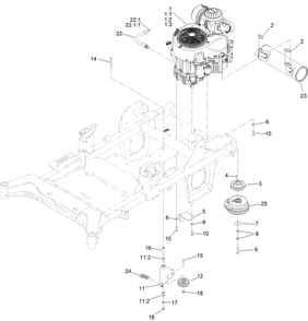 Engine, Clutch And Muffler Assembly Diagram and Parts List for 74050 414386851 - 999999999 Toro Lawn Tractor