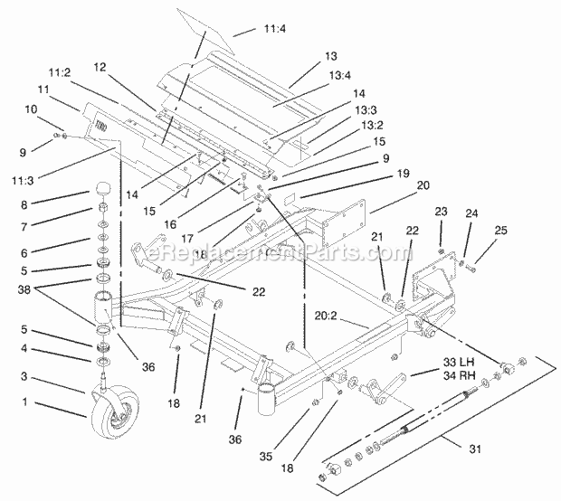 Front Frame Assembly Diagram and Parts List for 74179 230007001-230999999 Toro Lawn Mower