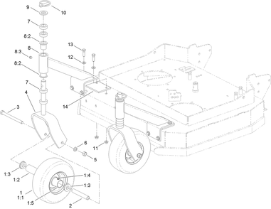 Caster Assembly Diagram and Parts List for 2710 313000001 - 313999999 Toro Lawn Tractor Accessories