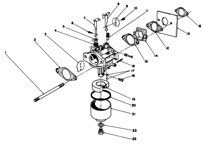 Carburetor Assembly Diagram and Parts List for 22025 6000001 - 6999999 Toro Lawn Mower
