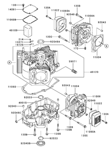 Cylinder And Crankcase Assembly Diagram and Parts List for 74416 (250000001-250005000)(2005) Toro Lawn Mower