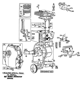Engine Briggs & Stratton Model 111202-0131-01 Diagram and Parts List for 58336 0000001 - 0999999 Toro Tiller