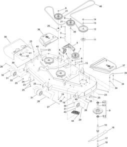 Deck Assembly Diagram and Parts List for 74472 402100000-403351083 Toro Lawn Tractor