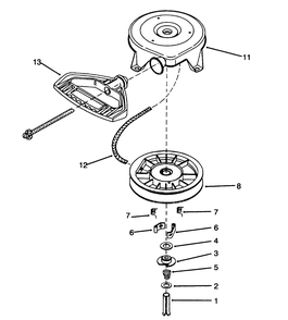 Rewind Starter No. 590672 Diagram and Parts List for 38555 4900001 - 4999999 Toro Snow Blower