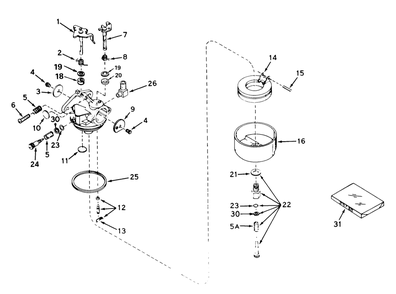 Carburetor No. 631449 Diagram and Parts List for 56125 7000001 - 7999999 Toro Lawn Tractor