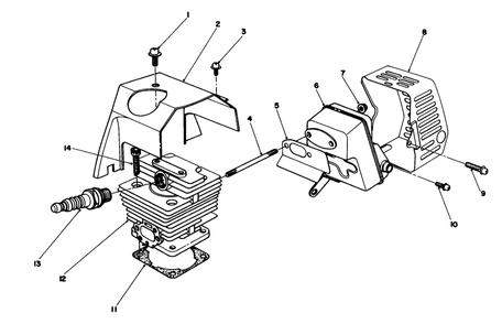 Cylinder & Muffler Assembly Diagram and Parts List for 51645 7000001 - 7999999 Toro Trimmer