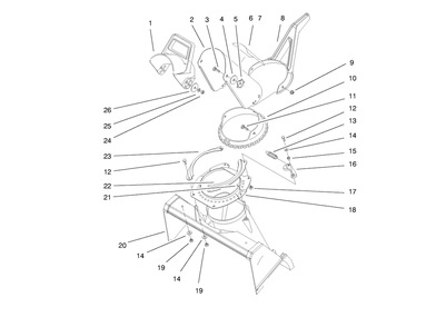 Discharge Chute Assembly Diagram and Parts List for 38409 8900001 - 8999999 Toro Snow Blower