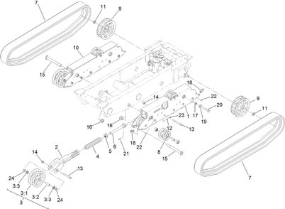 Track Assembly Diagram and Parts List for 68138G 402100000 - 403090253 Toro Lawn Tractor Accessories