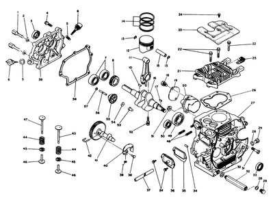 Crankcase Assembly Diagram and Parts List for 38500 8000001 - 8999999 Toro Snow Blower