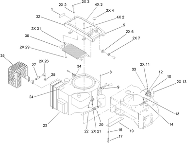 Engine And Oil Cooler Assembly Diagram and Parts List for 30299TE (260000001-260999999)(2006) Toro Lawn Mower