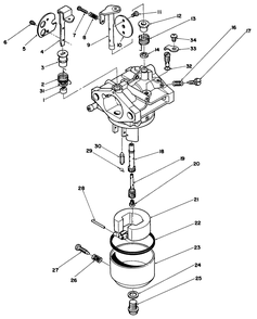 Carburetor Assembly Diagram and Parts List for 30112 9000001 - 9999999 Toro Lawn Tractor Accessories