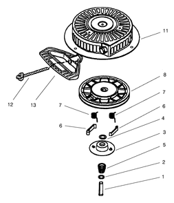 Recoil Starter No. 590733 Diagram and Parts List for 38590 8900001 - 8999999 Toro Snow Blower