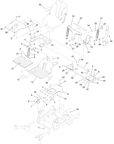 Seat Mount Assembly Diagram and Parts List for 74493 407146062-999999999 Toro Lawn Tractor
