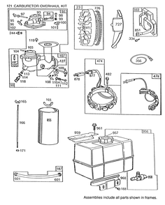 Engine Briggs & Stratton Model 252416 Type 0756-01 & 0757-01 (Model No. 38580 & 38565) Diagram and Parts List for 38565 9000001 - 9999999 Toro Snow Blower