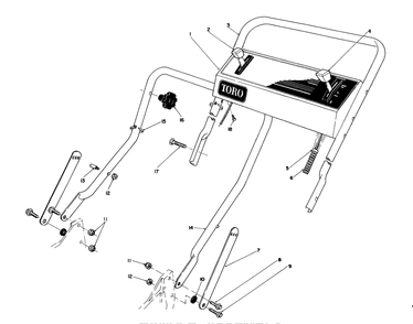 Handle Assembly Diagram and Parts List for 20667 0000001 - 0999999 Toro Lawn Mower