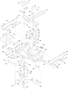 48 Inch Deck Assembly Diagram and Parts List for 74887 409378061 - 411455765 Toro Lawn Tractor