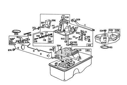 Briggs & Stratton Carburetor Assembly Model 92908-1842-02 For 21" Self Propelled Model 16320 Diagram and Parts List for 16300 9000001 - 9999999 Toro Lawn Mower