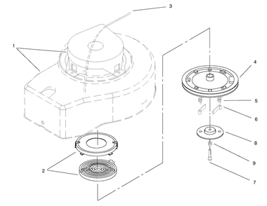 Shroud & Recoil Assembly Diagram and Parts List for 20711 9900001 - 99999999 Toro Lawn Mower
